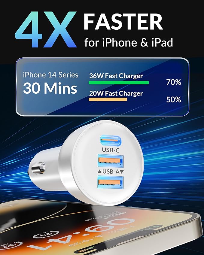 Charging cable set for iPhone and iPad with USB CarPlay