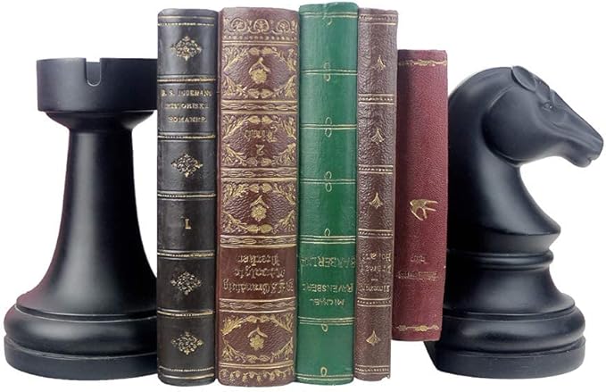 Chess Design Decorative Book Ends For Stylish Bookshelf Organization