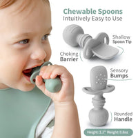 Chewable Silicone Baby Spoon with Choking Barrier and Sensory Bumps for Safe Feeding