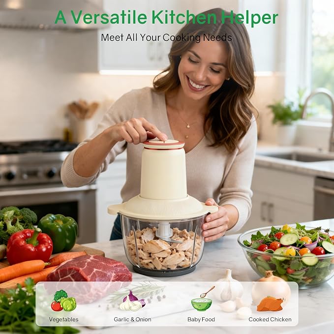 Electric chicken shredder with two stainless steel blade sets
