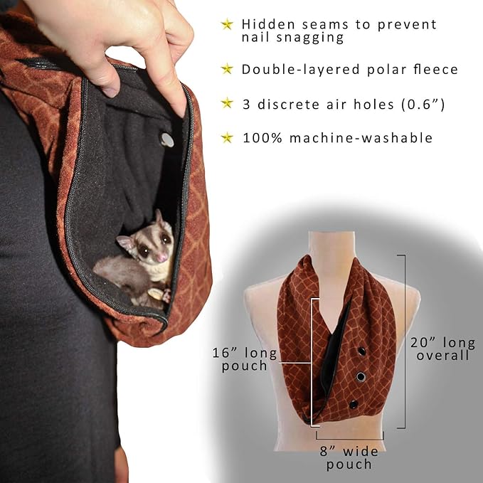 Chinchilla Bonding Pouch Carrier Scarf for Hands-Free Pet Carrying