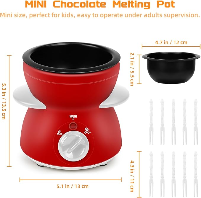 Compact chocolate dipping pot for dessert preparation