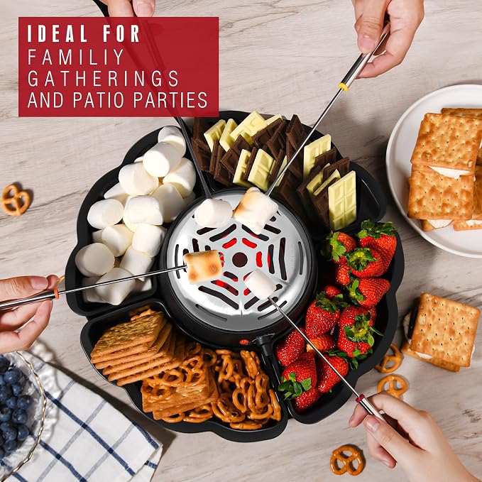 Electric chocolate fondue pot for tabletop dessert preparation