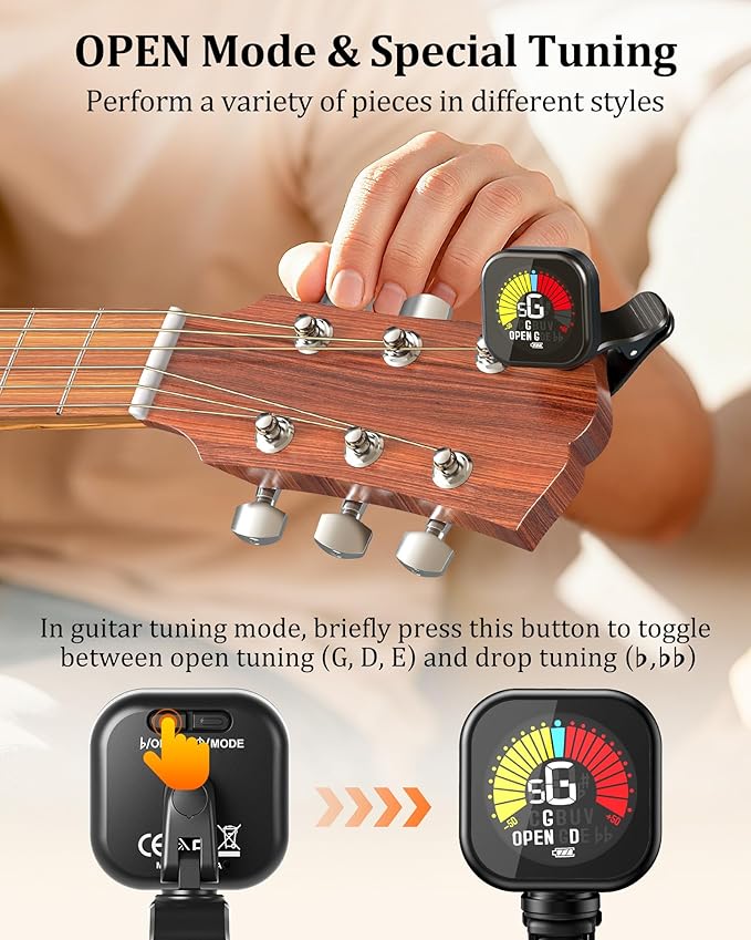 chromatic clip on tuner for guitar bass  violin and cello