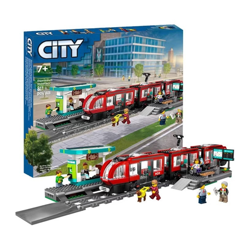 City Train Building Set For Kids Streetcar Toy