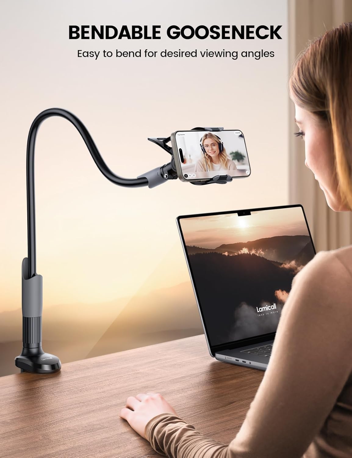 Clamp mobile holder attached to desk and table