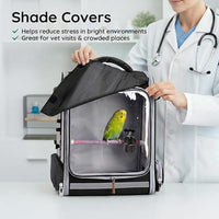 bird carrier with clear front window to monitor small birds