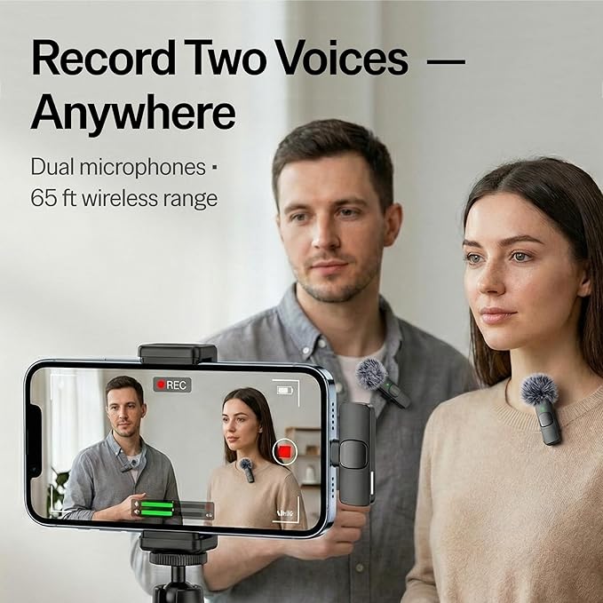 Clip-on microphone used for vlogging and interviews