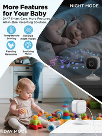 Infant monitoring device attached to a sturdy clip for versatile camera placement