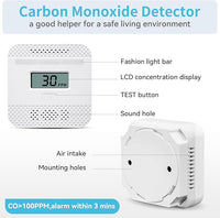 CO gas alarm with sound and light warning system