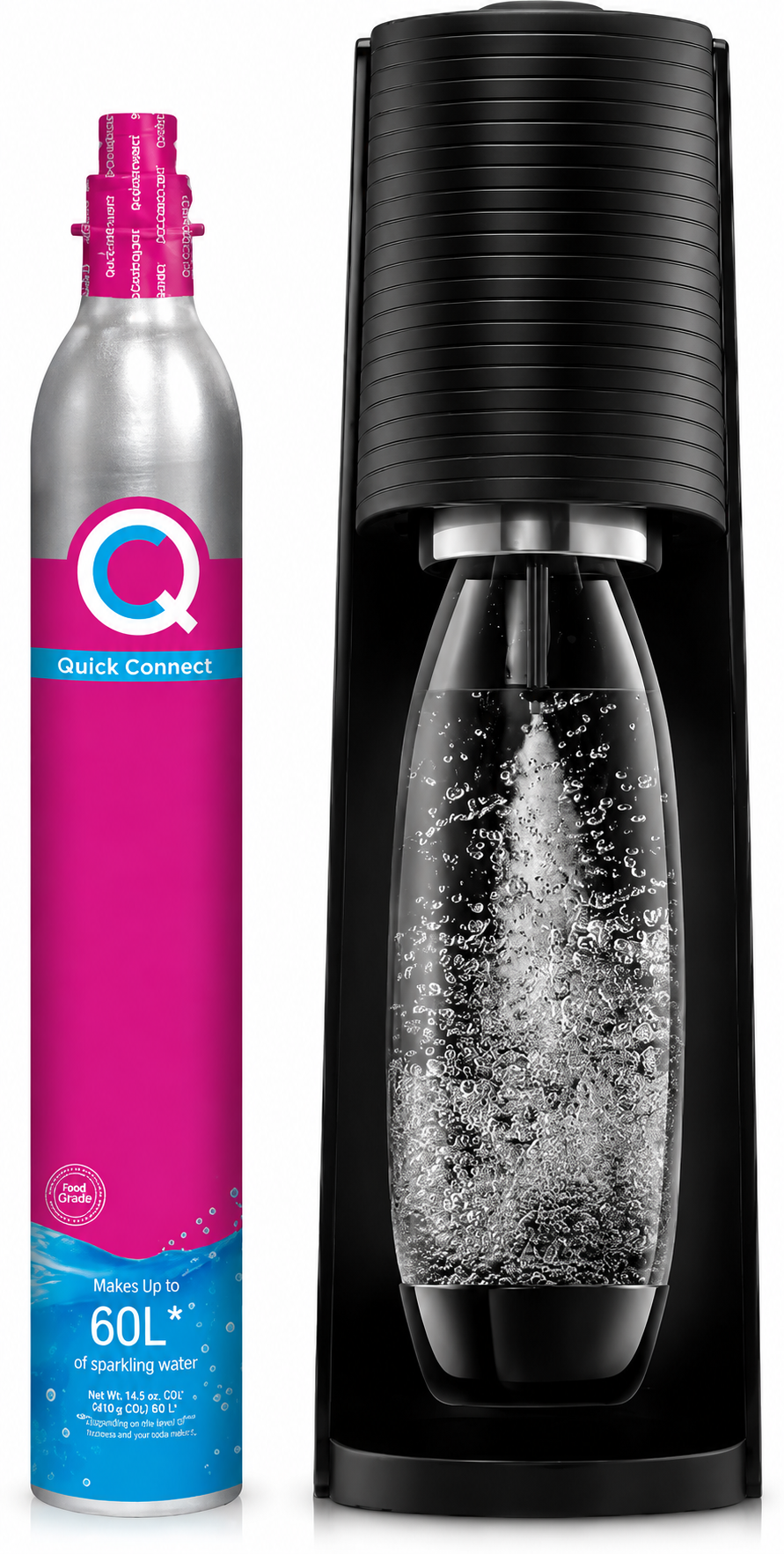 Sparkling water maker bundle with CO2 cylinders and accessories