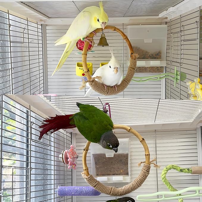 cockatiel budgie bird swing natural wood perch toy
