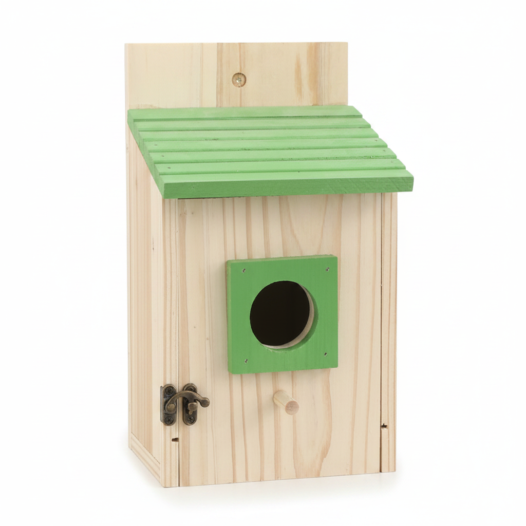 Hanging Cockatiel Bird House With Natural Wood Design
