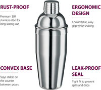 Cocktail mixing accessories set with stainless steel finish