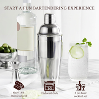 Cocktail shaker with built-in strainer and accessories