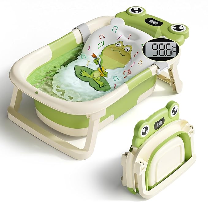 Collapsible baby bathtub with soft cushion support for infants