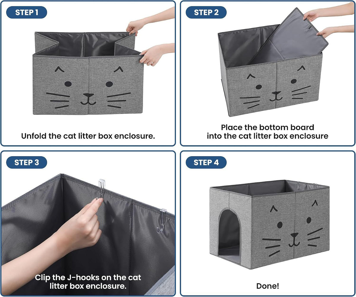 Collapsible Cat Litter Box with Portable Foldable Design