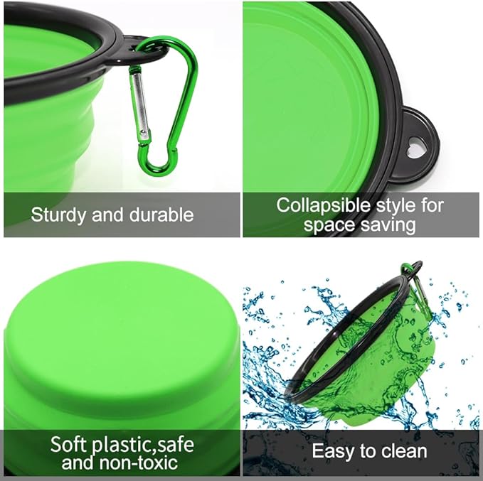 Carabiner detail on a collapsible pet bowl