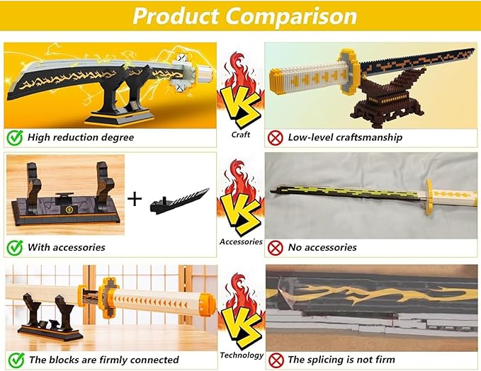 Collectible construction set with display stand and scabbard design for shelf decor