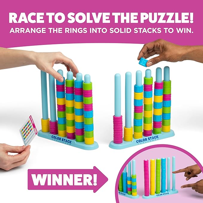Color Stack Challenge game box with stack racks and rings