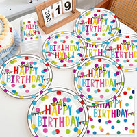 Colorful kids birthday party plates and napkins set