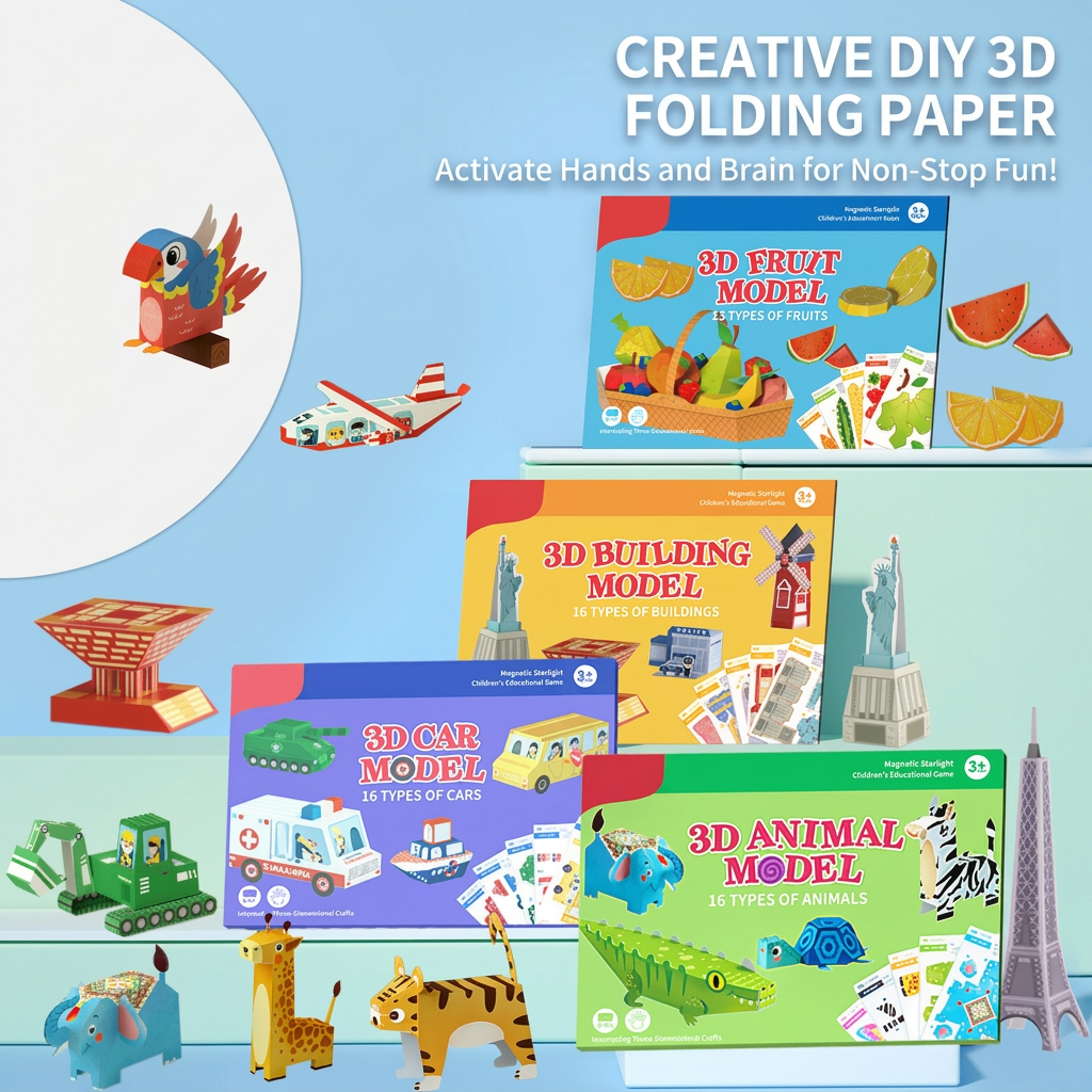 Colorful Origami 3D Paper-Cutting Puzzle – DIY Craft Kit for Kids Ages 6-12