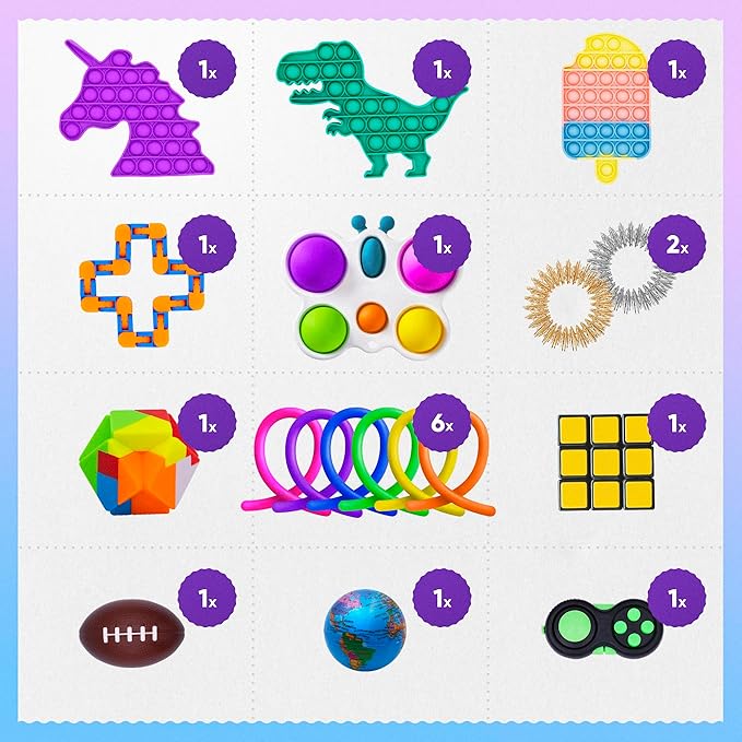 Colorful pop it toys bulk set for kids goodie bags and prizes