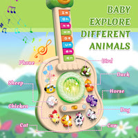Colorful sensory guitar toy for kids with lights, sounds and easy handheld design