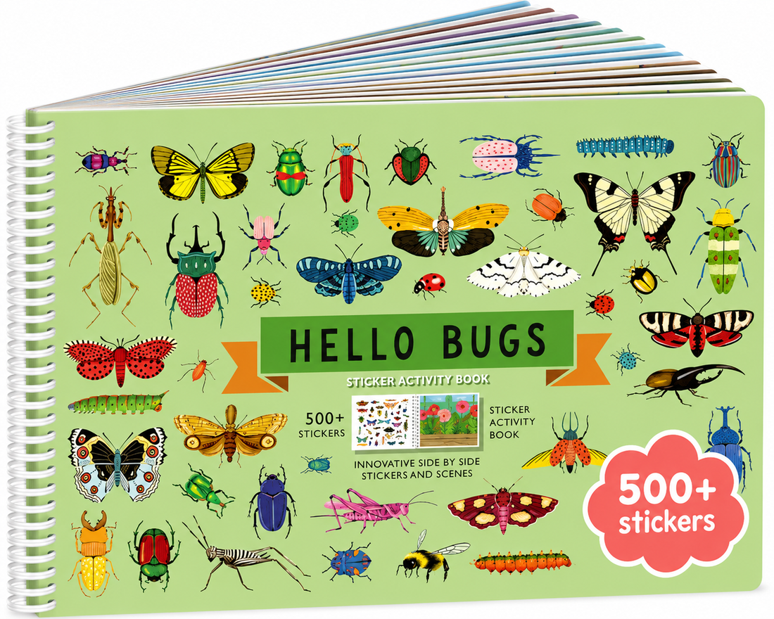 Coloring pages and animal stickers for kids, fun learning activity book