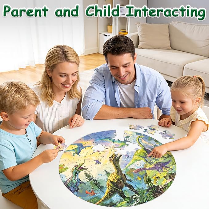 Colourful dinosaur puzzle for children ages 3 and above