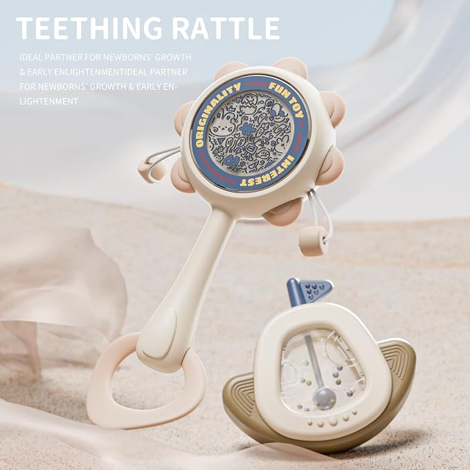 Colourful infant rattle collection with assorted handheld designs