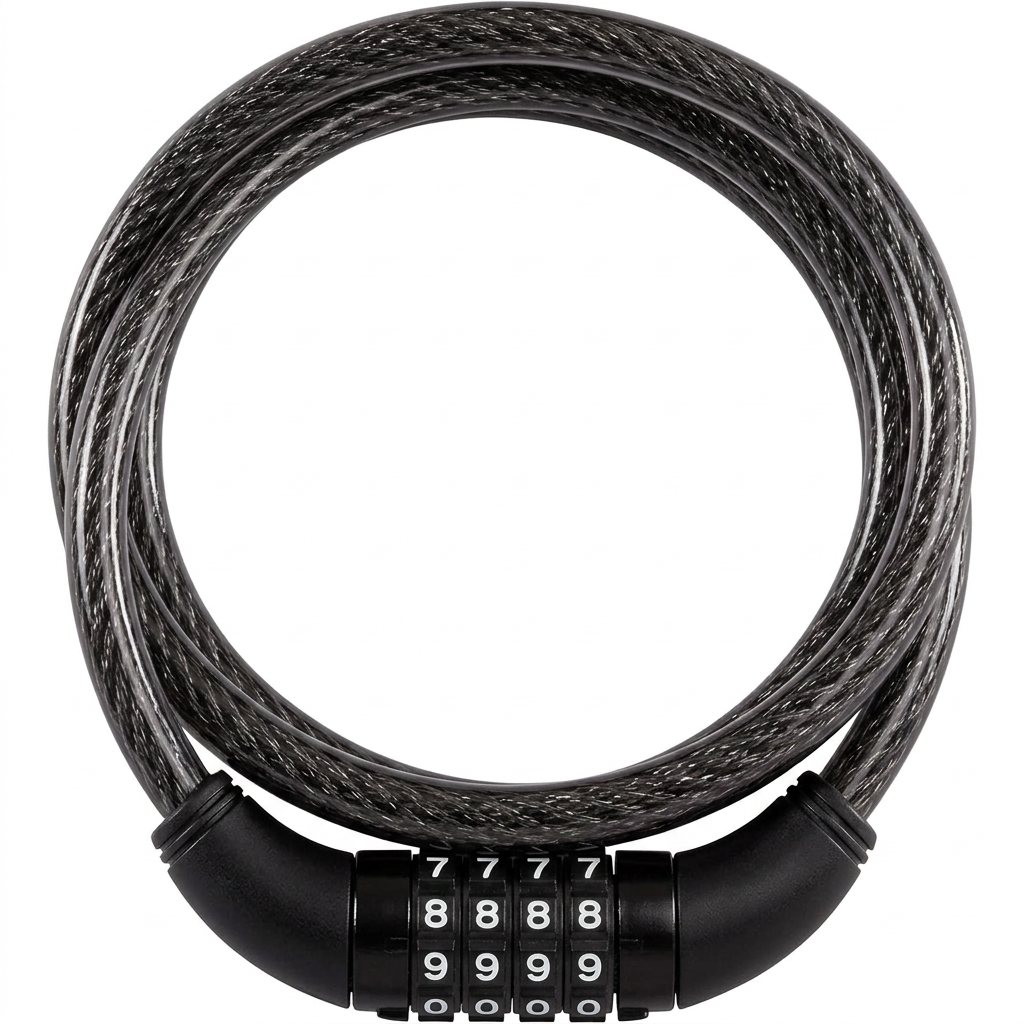 Combination bike lock with 5ft metal cable and customizable security code