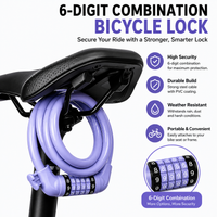 Combination bike lock with keyless 6-digit number system