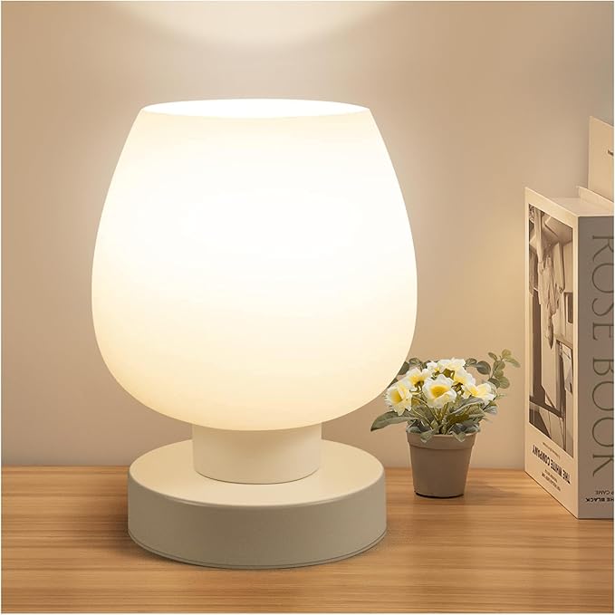 Compact bedroom table lamp for bedside table and indoor room lighting