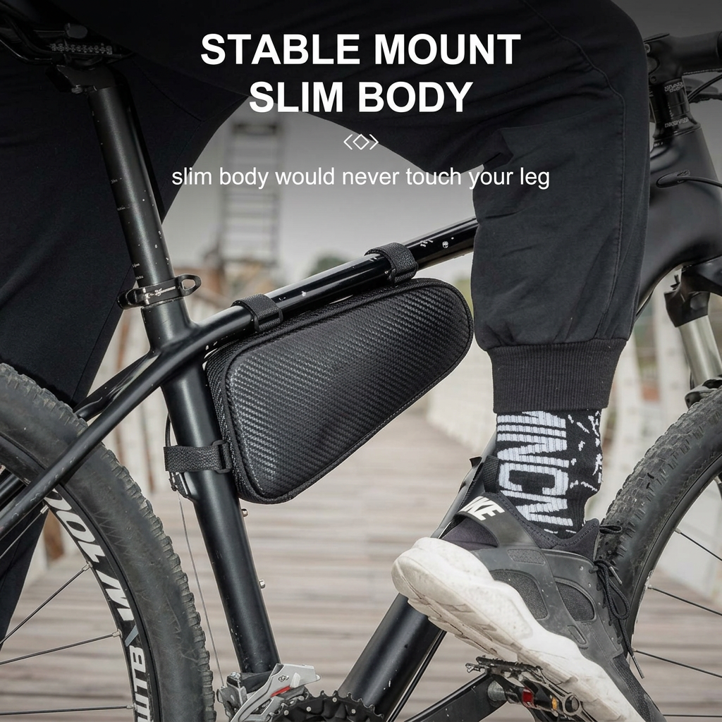 Compact bike frame storage bag for tools keys and personal items
