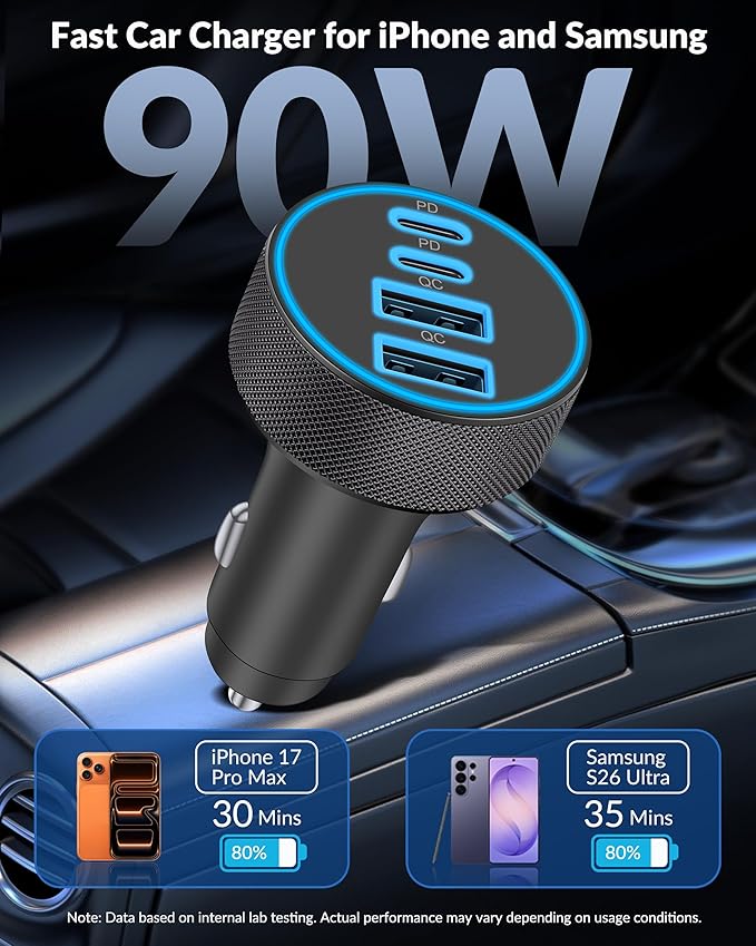 Compact USB car charger for cigarette lighter socket
