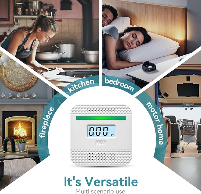 Compact carbon monoxide detector for home and office