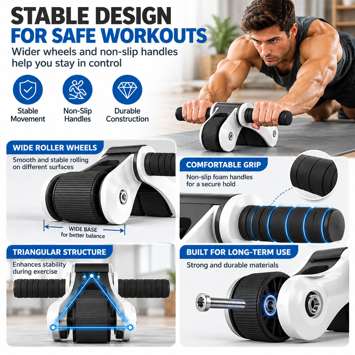 Compact core training accessory designed for controlled rollout movements.