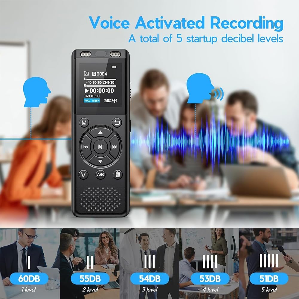 Compact digital audio recorder for study and office use