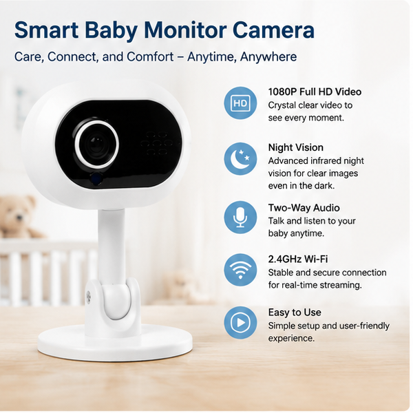 Compact home camera with adjustable desktop stand