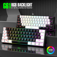 Close-up of the compact 61-key keyboard layout