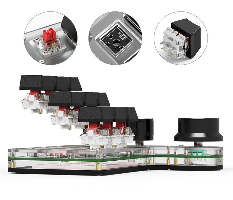 Compact shortcut keyboard with rotary knob for desktop workflow