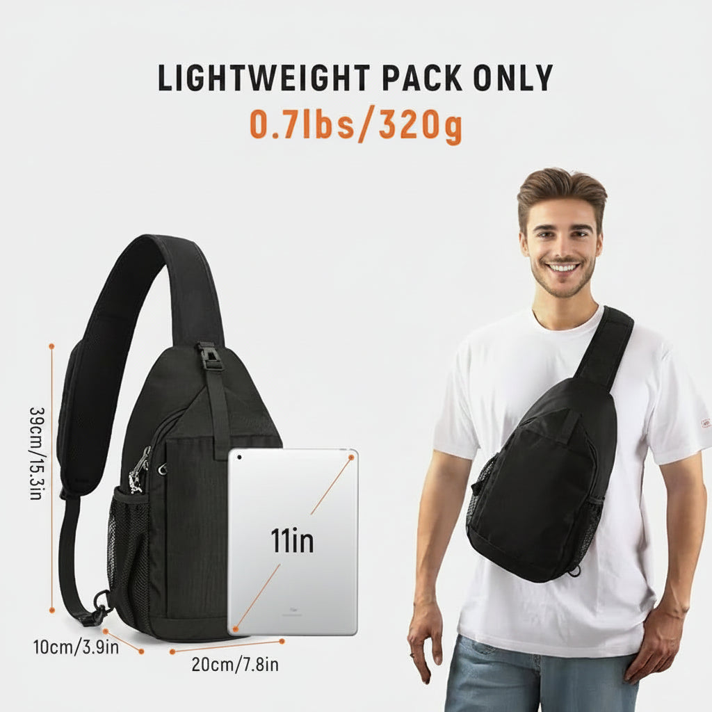 Compact sling travel pack for short trips and outdoor activities