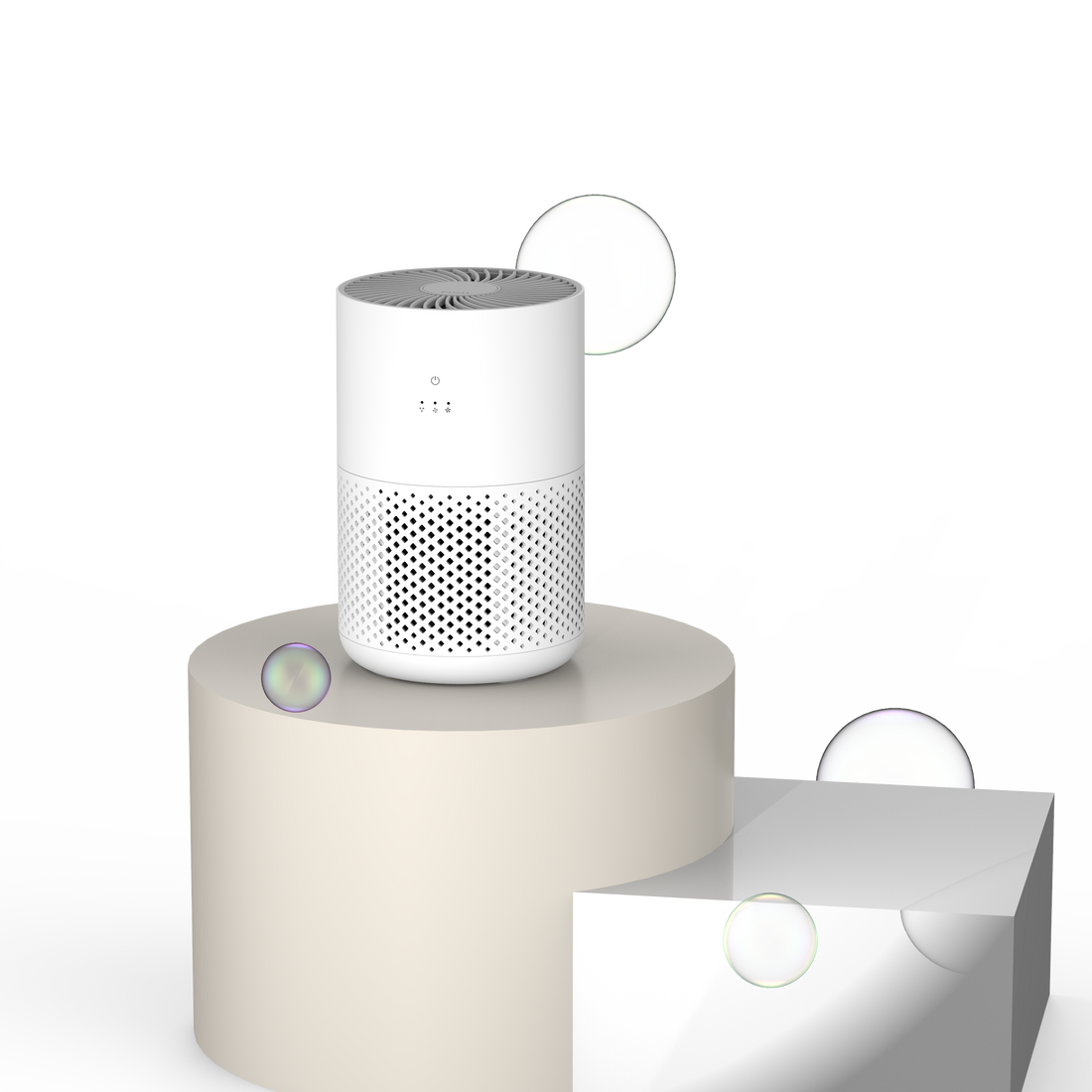 Compact tabletop air purifier for bedroom and small indoor spaces