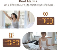 Compact wooden digital clock for bedside table and study desk