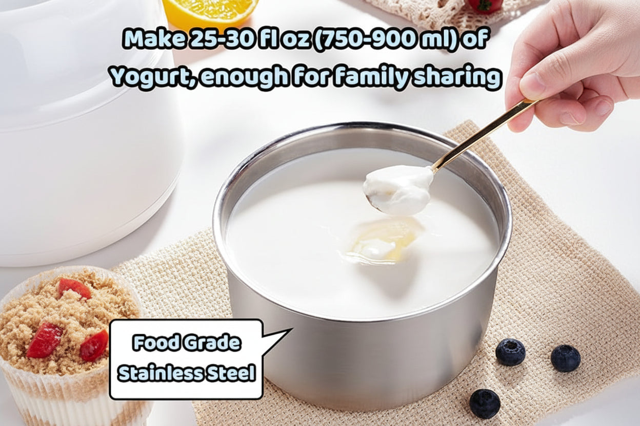1-quart electric yogurt maker with stainless steel container