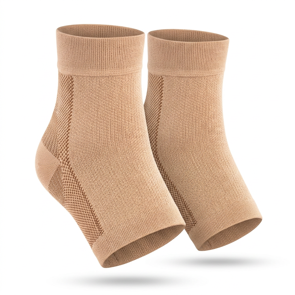 Front view of 20-30mmHg ankle compression socks for plantar fasciitis, Achilles tendonitis, and heel spur relief