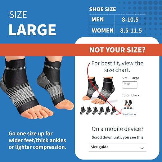 Close-up showing ergonomic arch support on compression socks