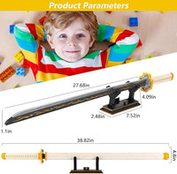 Construction display model with scabbard and stand for creative building activity