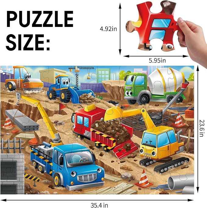 Construction Site Vehicle Puzzle for Toddlers – 48 Pieces for Fun Learning and Development
